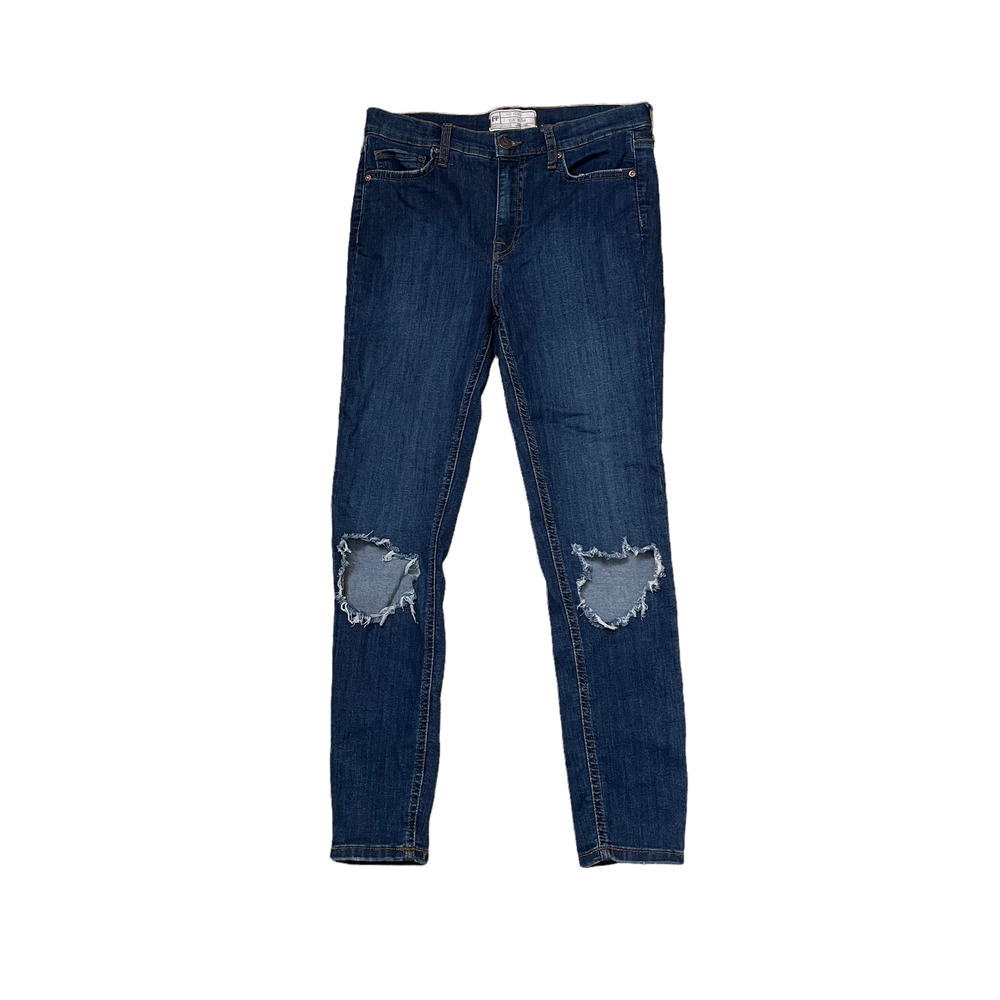 Free People Womens Capri Jeans Size 28R Distressed‎ Model 16115125 Stretch